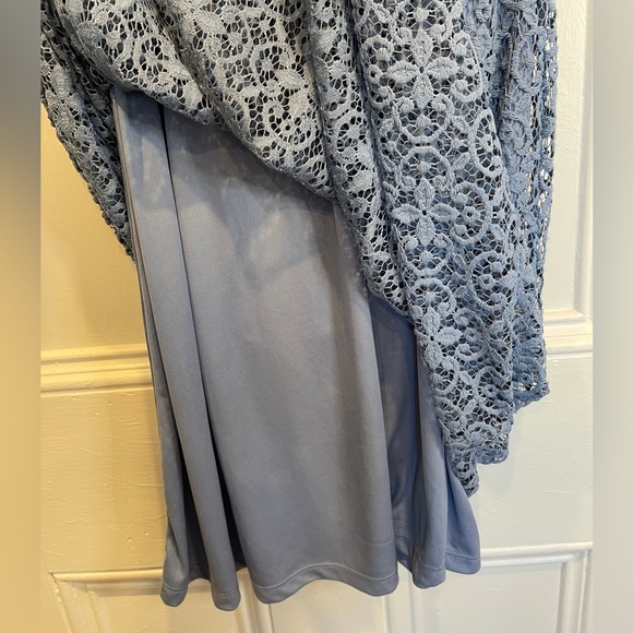 NWOT Esprit Blue Lace A-Line Scoop Neck Midi Dress Attached Lining Flared Hem - Picture 4 of 5